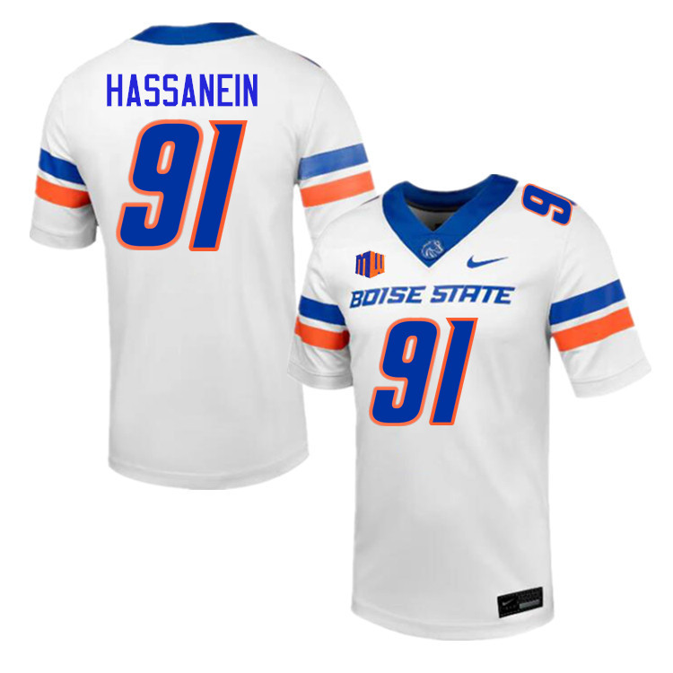 Ahmed Hassanein Jersey, Boise State Broncos #91 Ahmed Hassanein Football Jersey College Uniforms-Whi